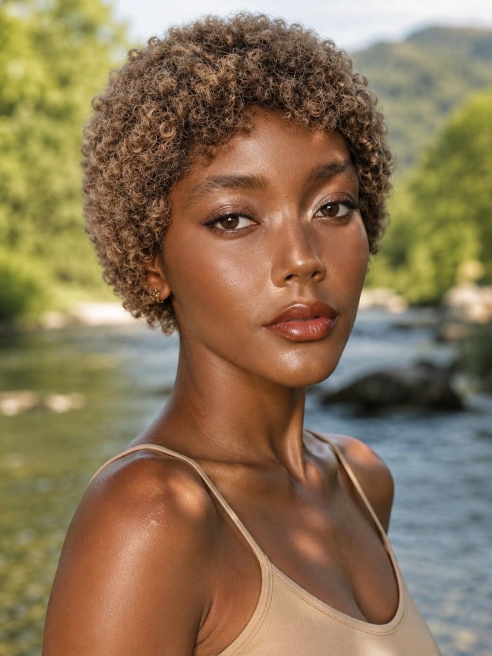Curly Brown Wig for Women